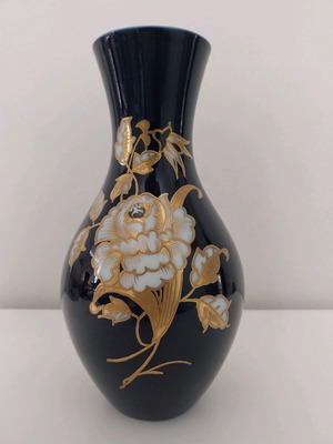 Βάζο Wallendorf Germany Cobalt & Gold χειροποίητο vintage σαν καινούργιο