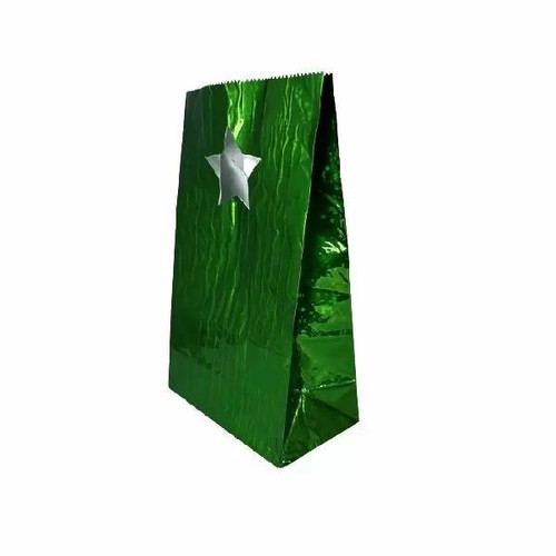 Gift bag pouch metallic green new with star design