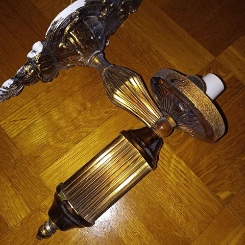 Classic old lamp base used, metal for indoor-outdoor use