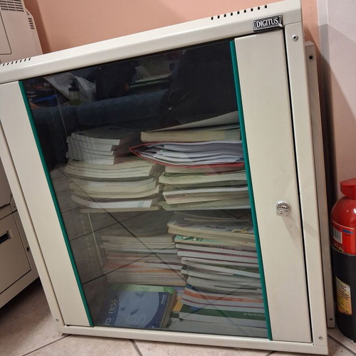 Rack wall-mounted cabinet used with glass door and steel frame