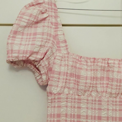 Zara pink and white dress with texture and pattern new