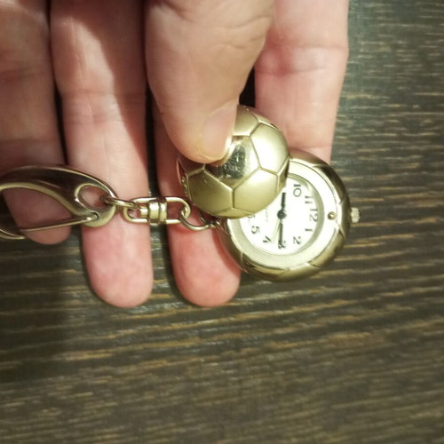 Keychain watch with openable football cover