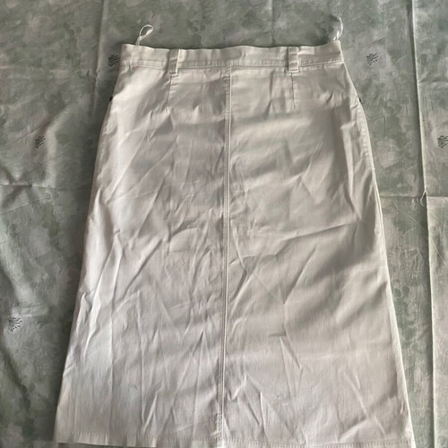 Midi skirt white high-waisted like new, denim style