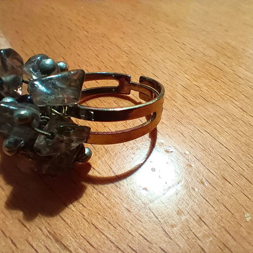 Faux ring with intricate design and adjustable size, new, silver