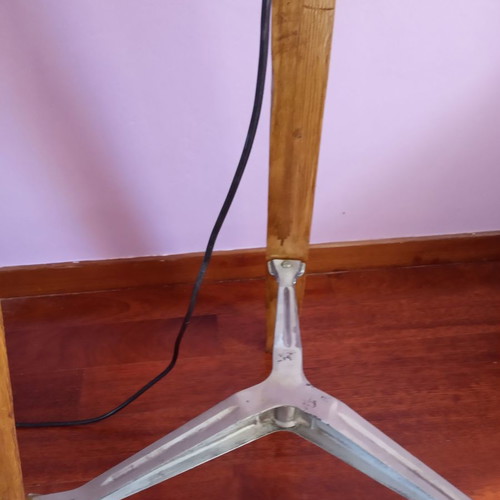 Floor lamp upcycled art with foot switch and adjustable suspension