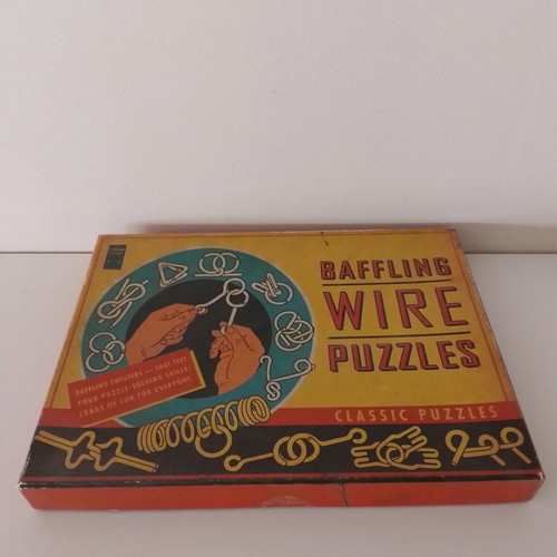 Retro wire puzzles game, 9 pieces with instructions, 3 missing