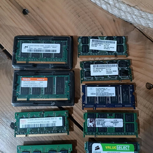 Computer components used, memory cards, sound and graphics cards, DVD writer