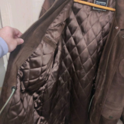 Transfer leather coat used, brown, size L