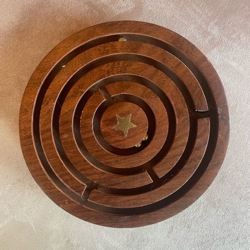 Wooden logic puzzles like new, set of 2 with labyrinth and gears