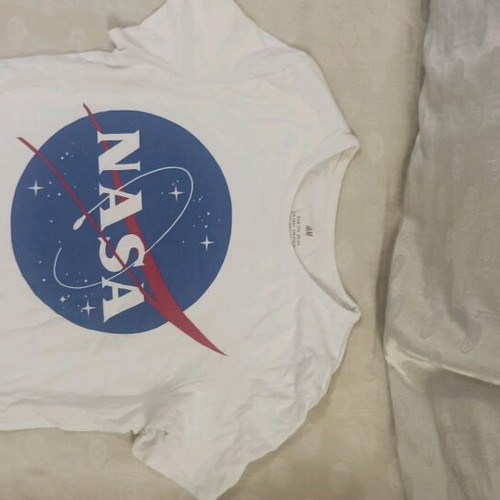 H&M short-sleeve shirt for girls white and blue like new size 170 cm