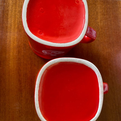Nescafe mugs used, collectible, red, Christmas, pack of 2