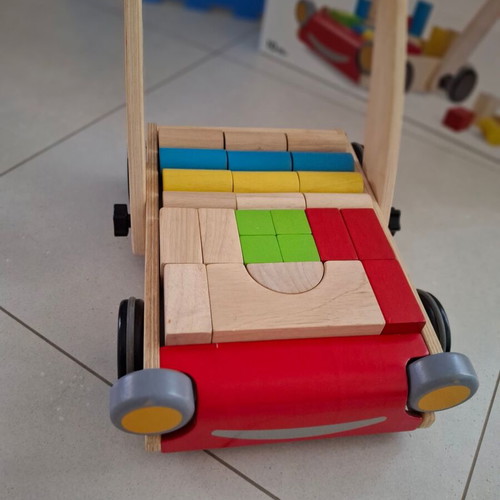 Plan Toys Baby Walker with Wooden Blocks used
