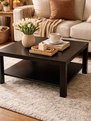 Black table with double shelf like new