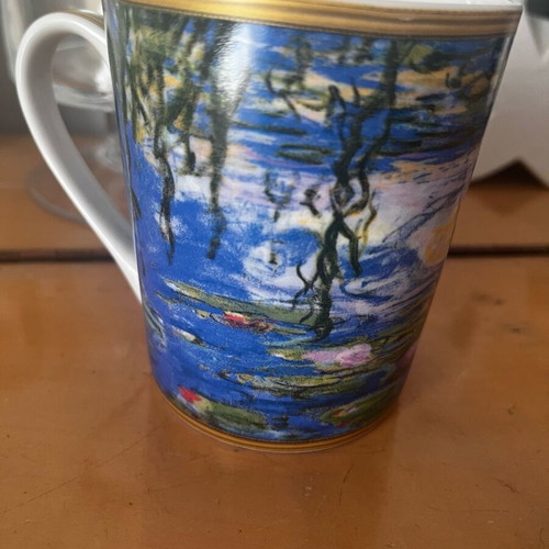 Porcelain mugs set of 4 with Monet artwork, new, 350ml each