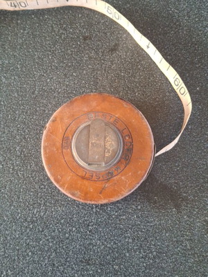 Vintage measuring tape 10 meters used, brass and leather