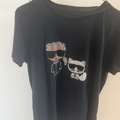 Karl Lagerfeld Ikonik Τοπ Μεταχειρισμένο Μαύρο Μεγάλο Βαμβάκι
