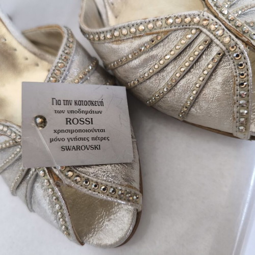 Rossi high heels with genuine Swarovski stones, new, gold and silver