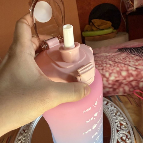 Water Bottle with Time Markers and Straw like new, large capacity