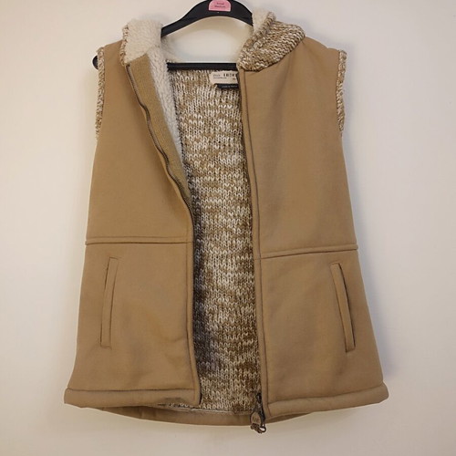 Bershka Beige Hooded Vest Size M Like New