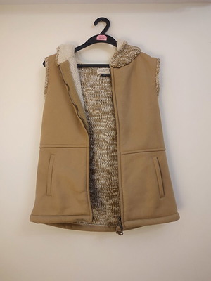 Bershka Beige Hooded Vest Size M Like New