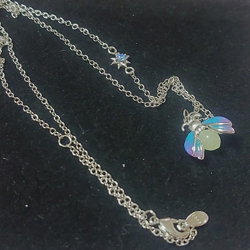 Bee Necklace new with blue and purple enamel, glows in the dark, A.L.E.