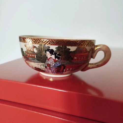 Chawan Japanese cup like new with saucer, 19th century
