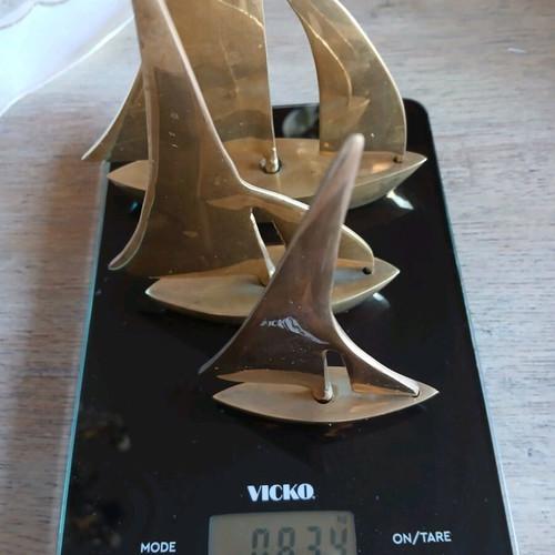 Solid brass sailboats like new, pack of three