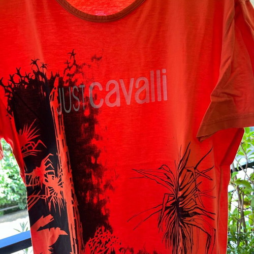 Just Cavalli men's short sleeve t-shirt used orange size L