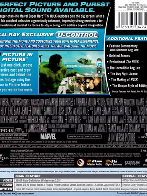 Hulk Blu-ray movie, action adventure fantasy, region free
