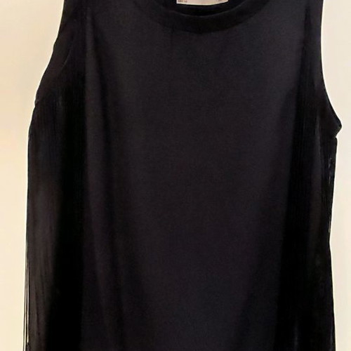 Black blouse with fringes used and black evening dress