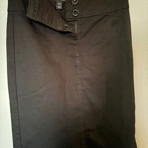 Midi denim skirt H&M used, black, slim straight fit