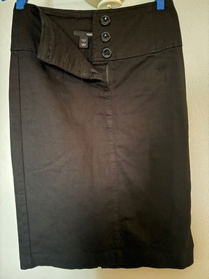 Midi denim skirt H&M used, black, slim straight fit