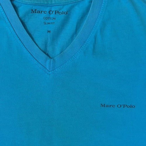 Marc O’Polo Men V-Neck T-Shirt slim fit, turquoise blue, size M, like new