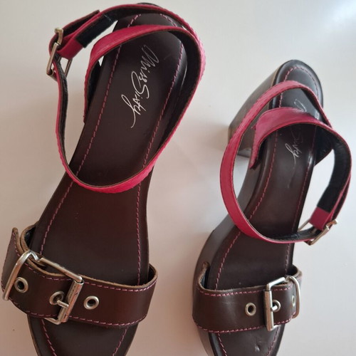 Miss Sixty leather sandals size 40, used, pink and brown