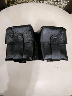 Twin leather cartridge pouches of Greek Gendarmerie like new for Mannlicher