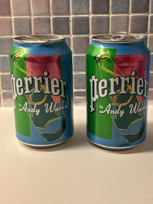 Perrier Andy Warhol collectible cans used, set of 2