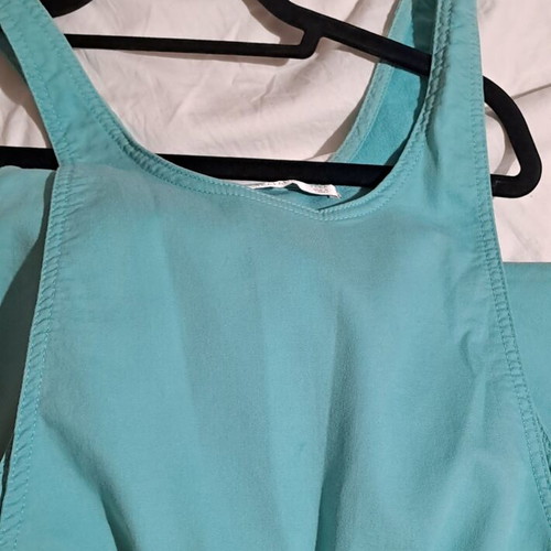 Zara Trafaluc Mint Aqua Blue Sleeveless Drawstring Overall Jumpsuit, Size XS
