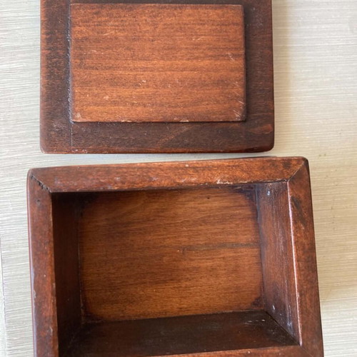 Wooden jewelry box with brass details used