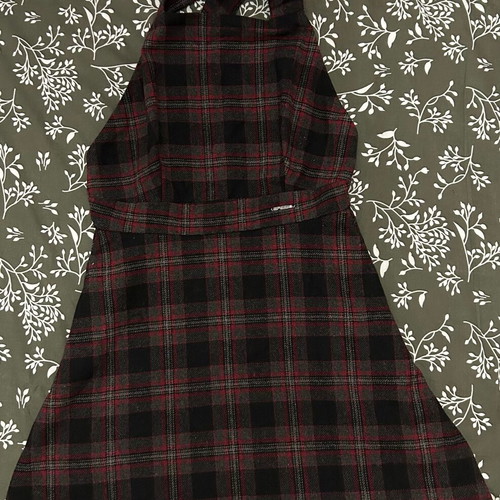 Enzzo mini checkered dress like new, gray and red