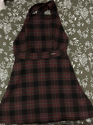 Enzzo mini checkered dress like new, gray and red