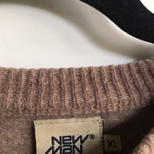 NewMan men's sweater used 100% wool brown XL