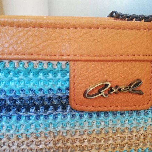 Axel clutch bag like new, blue with metal chain strap