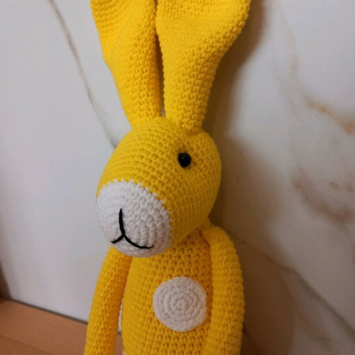 Handmade knitted bunny doll 45 cm new, cotton yarn