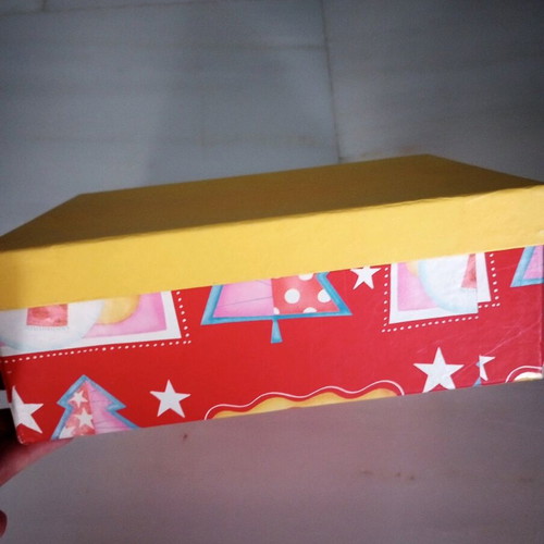 Christmas box new made of pressed cardboard