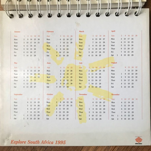 Calendar 1995 used, South Africa - A world in one country retro