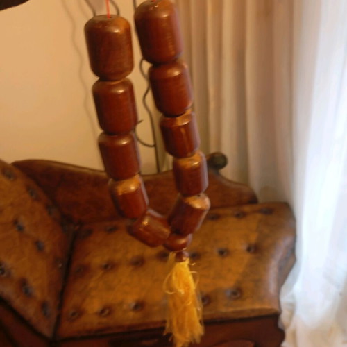 Vintage worry beads used with large wooden beads and tassel