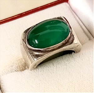 Ασημένιο δαχτυλίδι 925 με πράσινη πέτρα
