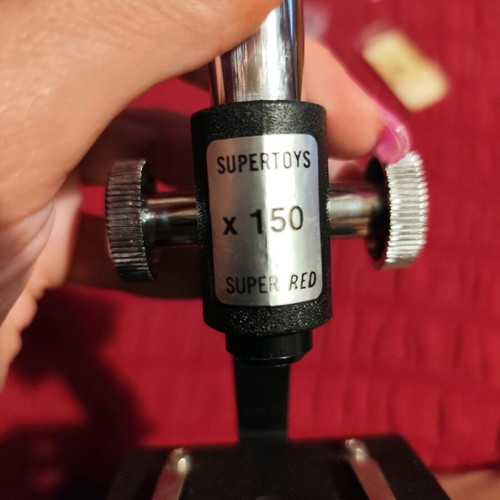 Vintage microscope used, toy with box, missing parts