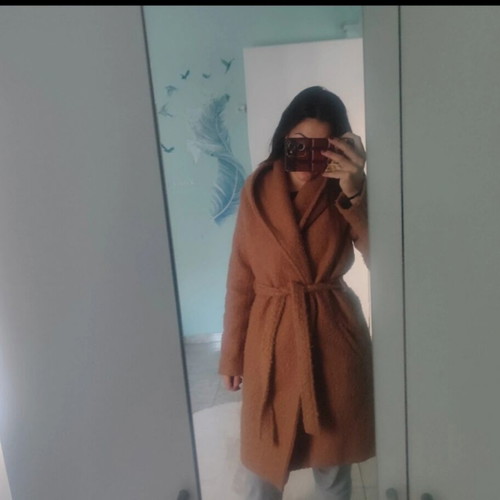 Brown coat like new, warm with wool, size M