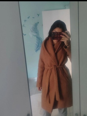 Brown coat like new, warm with wool, size M